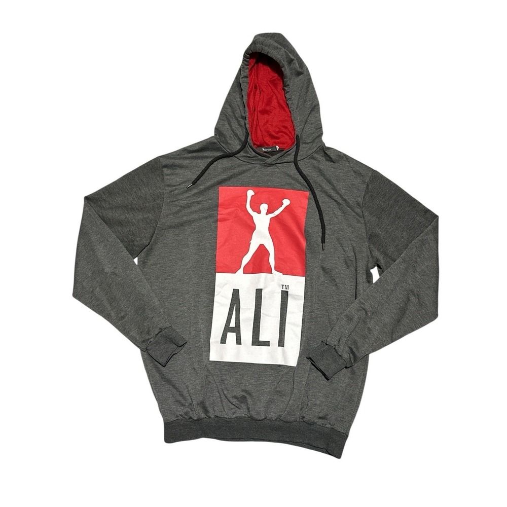 Muhammad Ali SPOP Gray Graphic Lightweight Long Sleeve Pullover‎ Hoodie Size 2XL